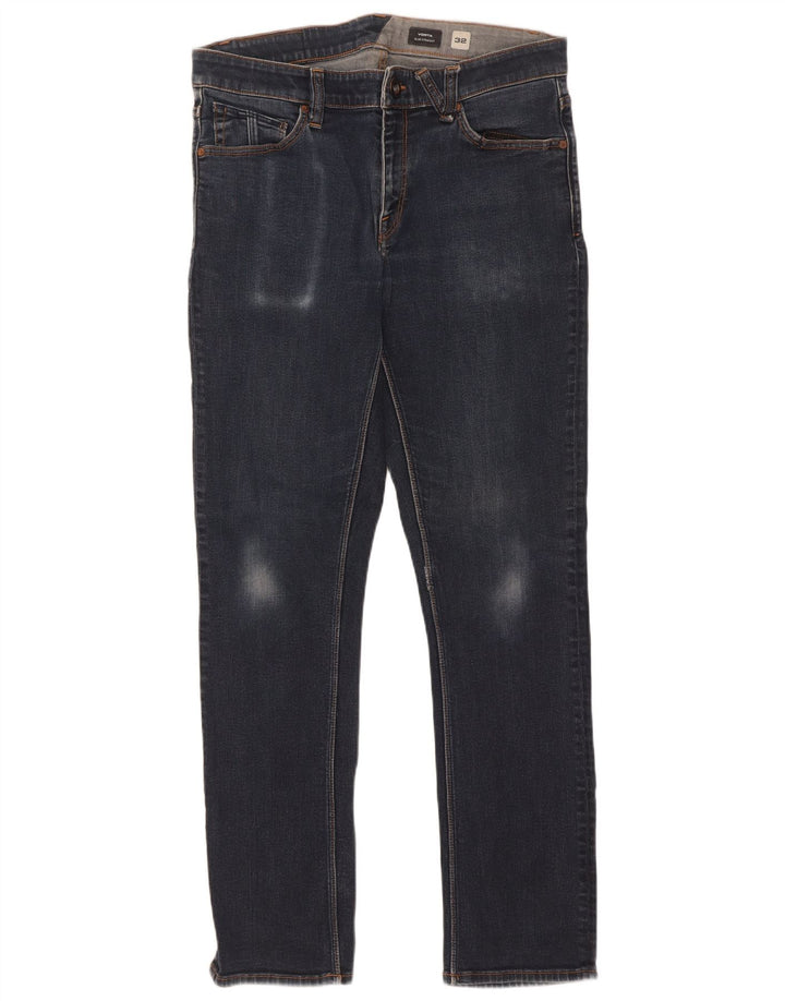Volcom Herren Vorta Slim Straight Jeans W32 L31 Marineblau Baumwolle