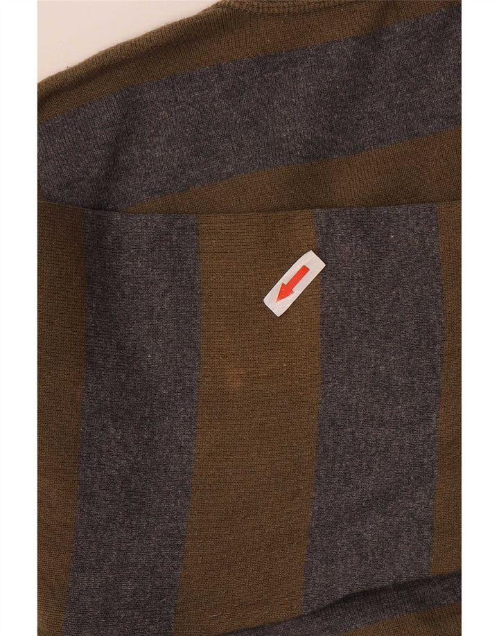 Zara Herren-Strickjacke, groß, Khaki, gestreift