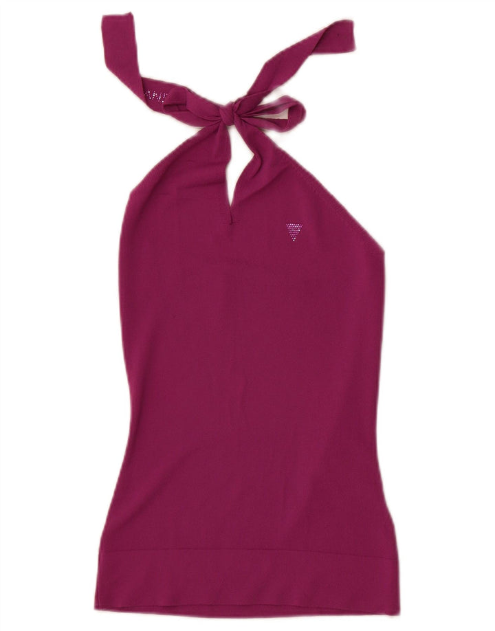 Guess Neckholder-Top für Damen, UK 12, mittelviolette Viskose
