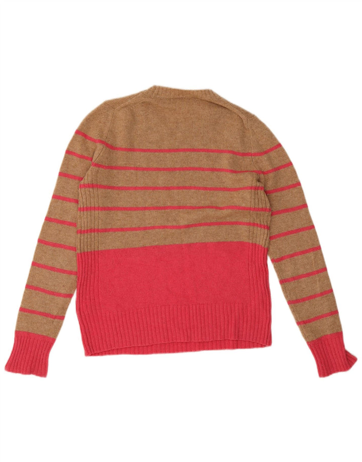 Marks & Spencer Damen-Pullover mit Rundhalsausschnitt, Gr. 8, Größe S, Beige, gestreift