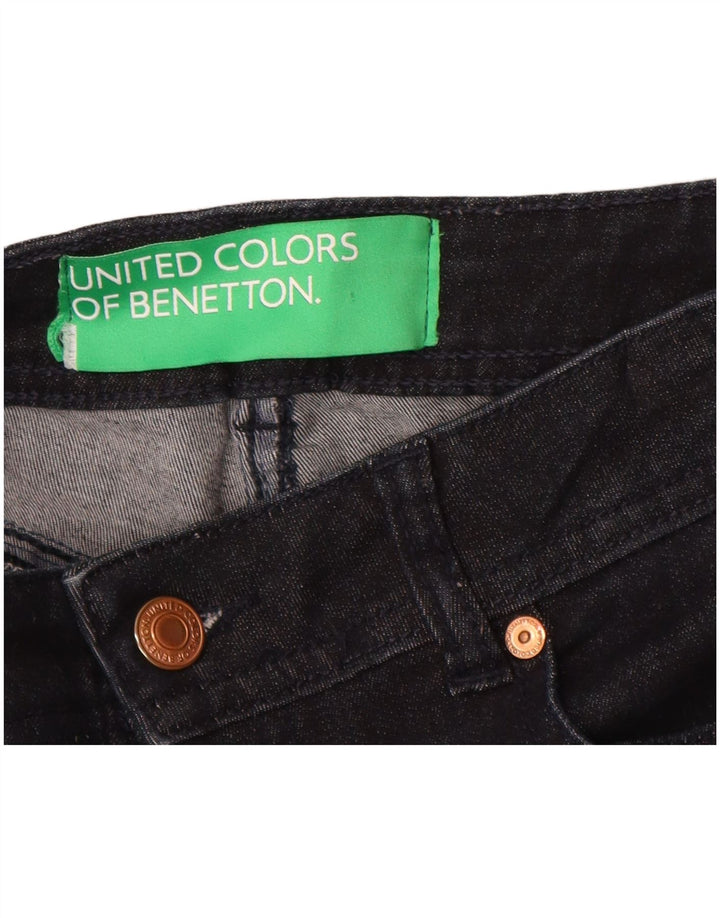 Benetton Damen Bootcut Jeans W27 L30 Marineblaue Baumwolle