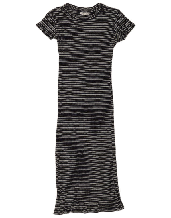 Zara Damen Trafaluc Maxikleid UK 14 Large Schwarz gestreift