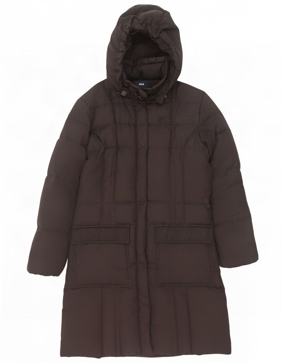 Fila Wattierter Damenmantel mit Kapuze, UK 12, Mittelschwarz, Polyester