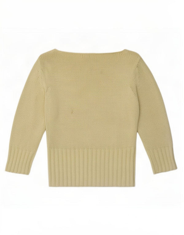 Zara Damen Pullover mit 3/4-Ärmeln, bauchfrei, U-Boot-Ausschnitt, Gr. 12, Mittelgelb