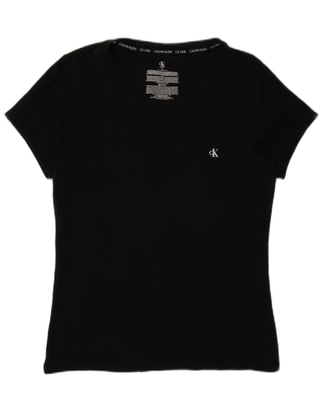 Calvin Klein Damen T-Shirt Top UK 12 Medium Schwarz Baumwolle