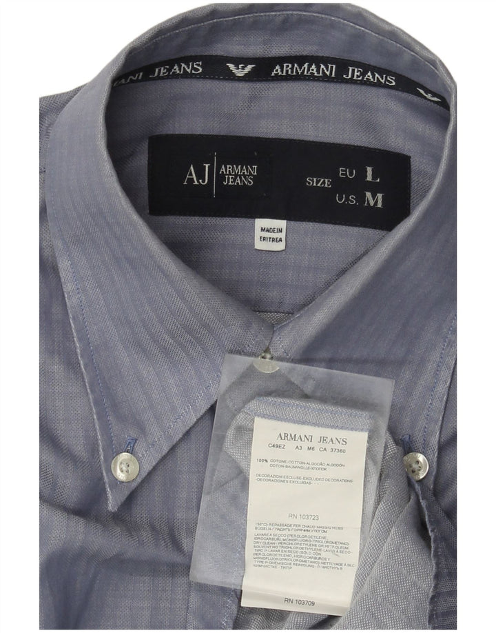 Armani Jeans Herrenhemd, groß, blau gestreift, Baumwolle