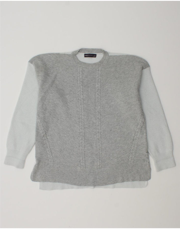 Marks & Spencer Damen-Pullover mit Rundhalsausschnitt, Gr. 40, Größe L, Grau
