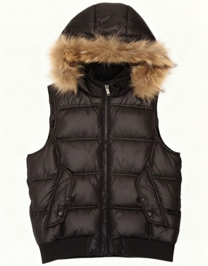 Bomboogie Damen Kapuzenweste, gepolstert, UK 16, groß, schwarz, Polyester