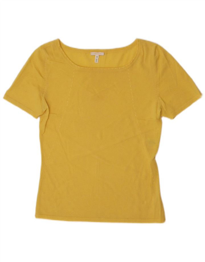 Escada Damen T-Shirt Top EU 36 Small Gelb Kaschmir
