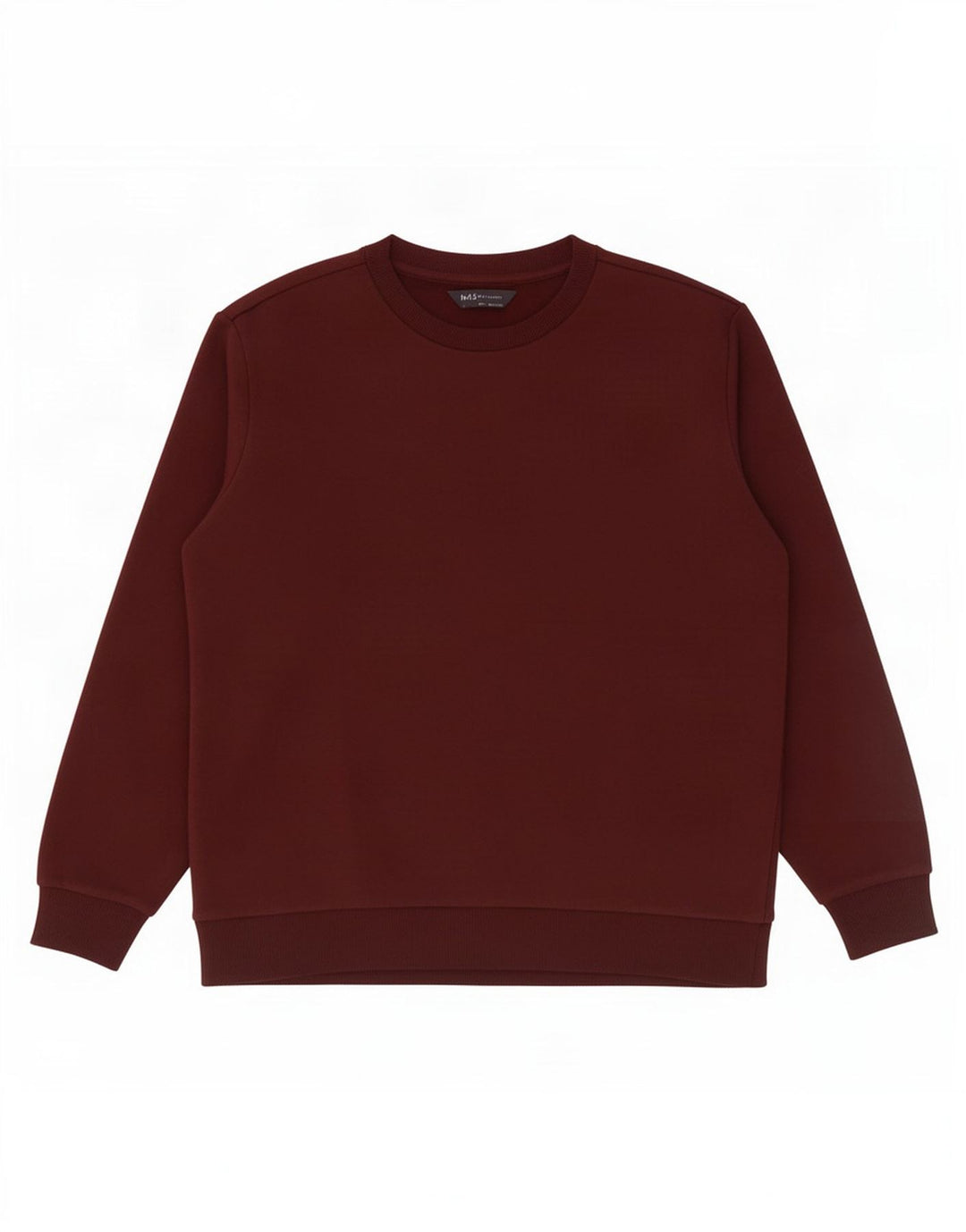 Marks & Spencer Herren-Sweatshirt-Pullover, mittlere Burgunderrote Baumwolle