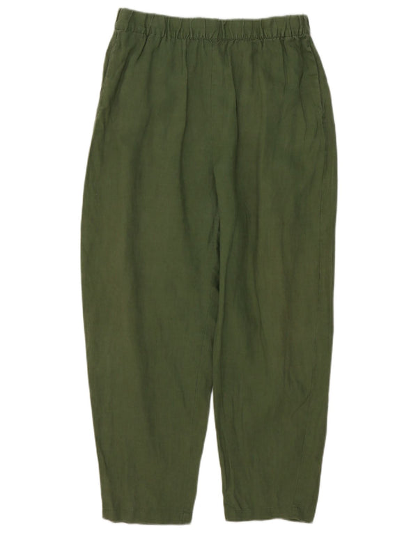 Zara Damen-Chinohose mit hoher Taille, lockere Passform, mittelgroß, W28, L26, Grün