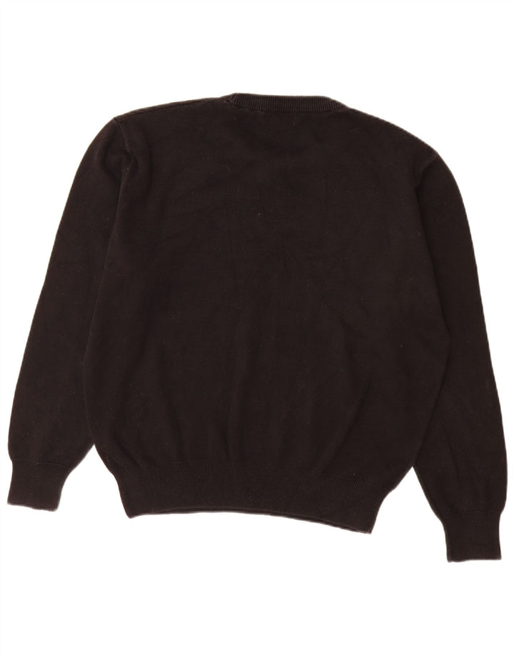 Zara Herren-Pullover mit Rundhalsausschnitt, groß, aus schwarzer Baumwolle