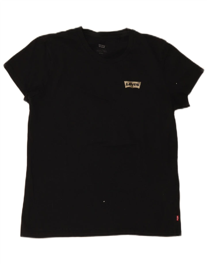 Levi's Damen T-Shirt Top UK 10 Small Schwarz Baumwolle