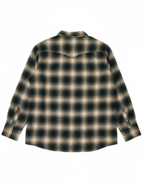 Wrangler Herren-Flanellhemd mit normaler Passform, 3XL, grün kariert, Baumwolle