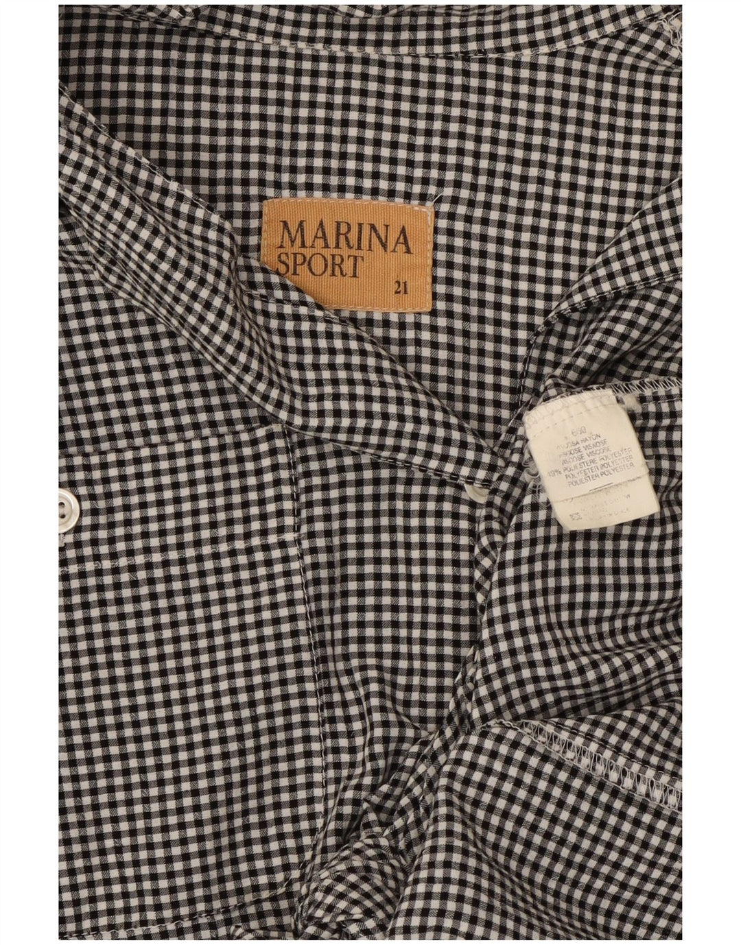 Marina Sport Damen-Hemdbluse mit vorderer Krawatte, Größe 21, mittelschwarz, kariert