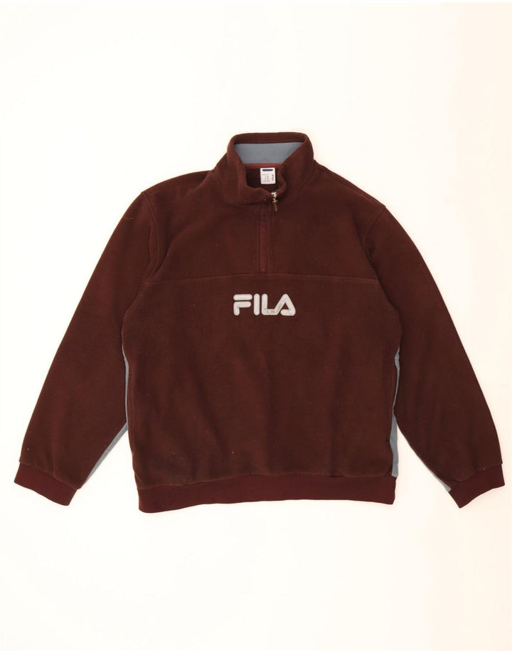 Fila Herren-Fleecepullover mit grafischem Reißverschluss und Kragen, mittelbraun, Farbblock