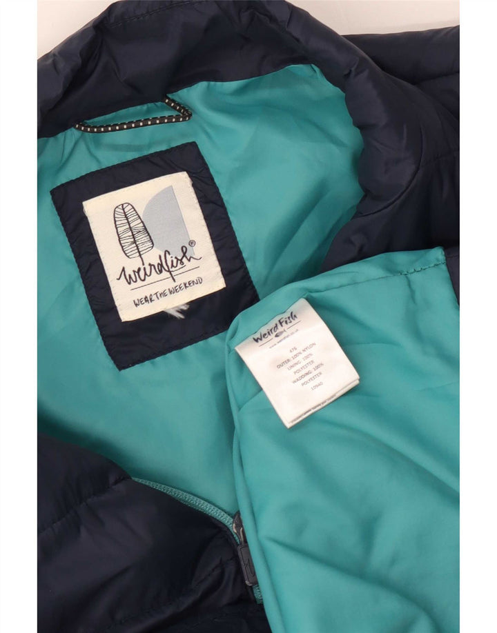 Weird Fish Damen Wattierte Weste UK 16 Large Marineblaues Nylon
