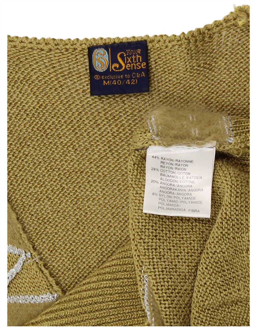 Your Sixth Sense Damen-Pullover mit V-Ausschnitt, EU 40/42, mittleres Khaki