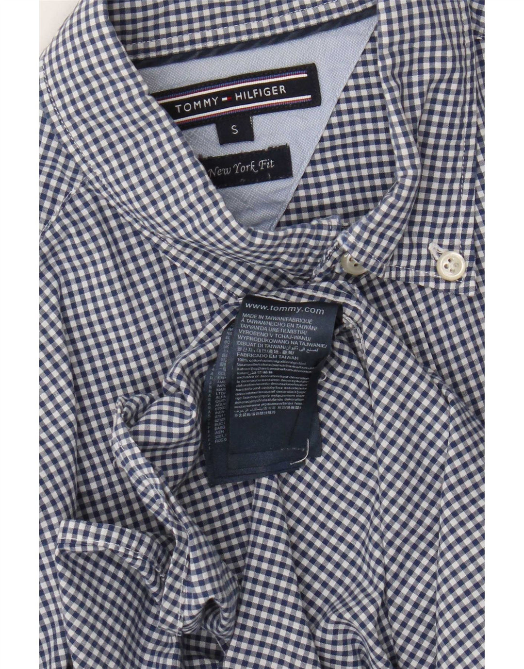 Tommy Hilfiger Herrenhemd, klein, marineblau, Gingham-Baumwolle