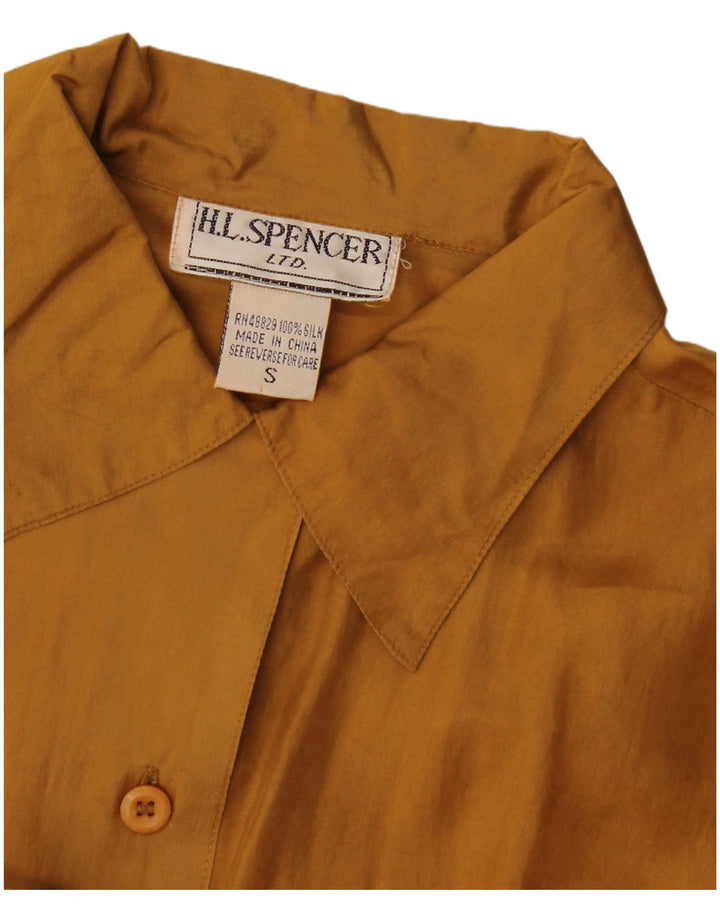 H.L.Spencer Damen Übergroßes Longline-Hemd UK 10 Small Gelbe Seide