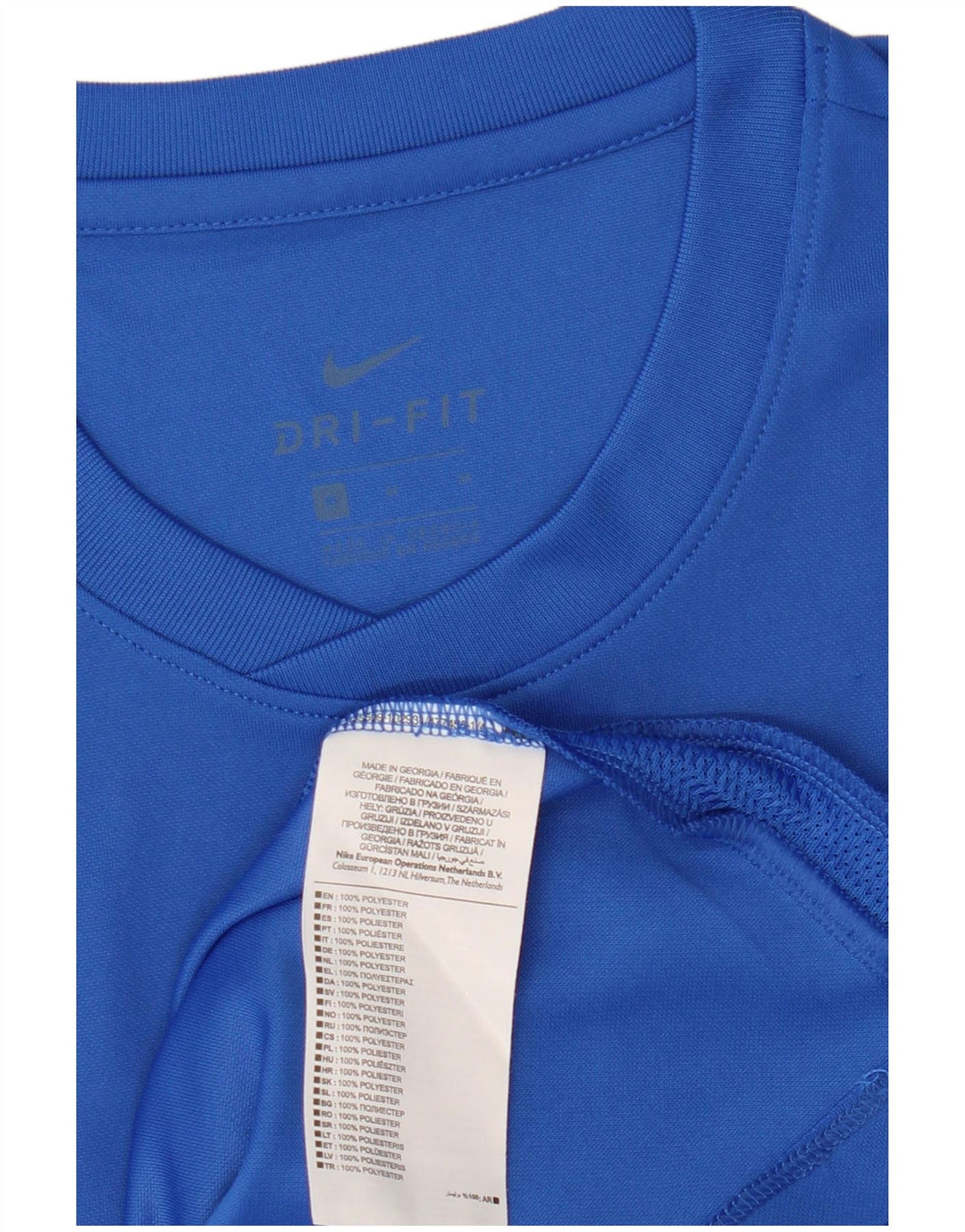 Nike Herren Dri Fit Grafik-T-Shirt-Oberteil aus mittelblauem Polyester