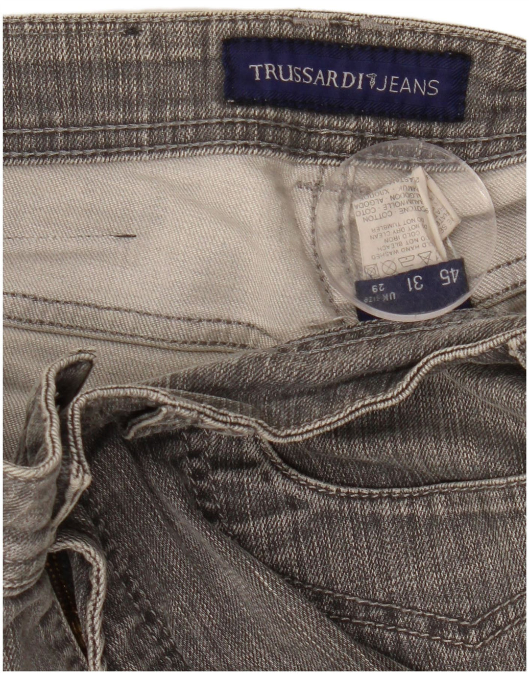 Trussardi Damen Straight Jeans W29 L30 Graue Baumwolle