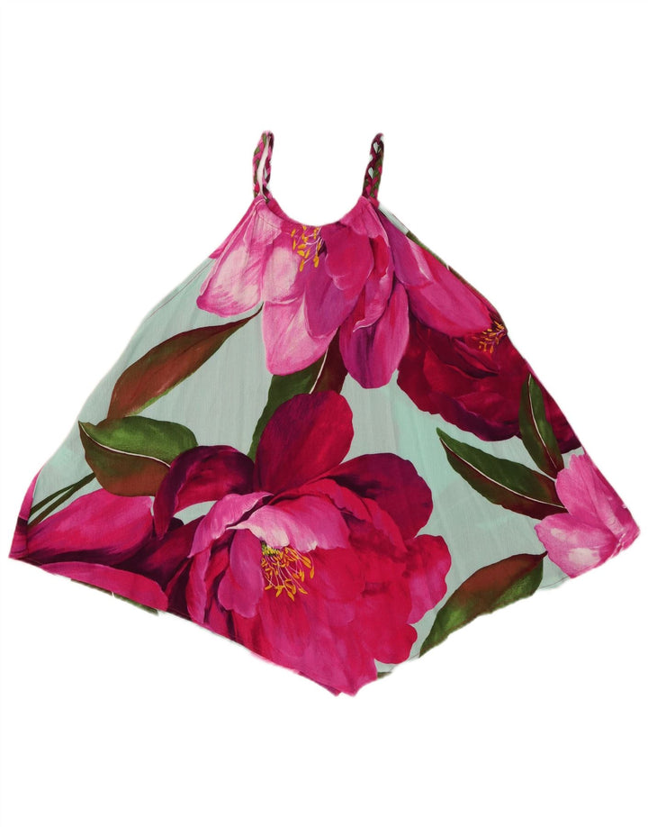 DESIGUAL Damen Asymmetrisches Neckholder-Top UK 14 Medium Mehrfarbig mit Blumenmuster