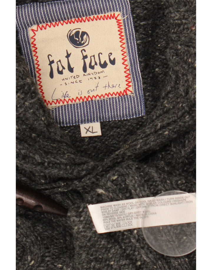Fat Face Herren-Pullover mit Schalkragen, XL, grau gefleckte Wolle