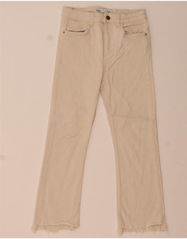 Zara Damen Crop Bootcut Jeans EU 38 Medium W28 L24 Beige