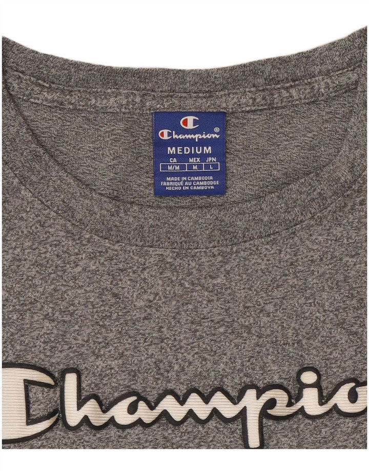Champion Damen Grafik-T-Shirt-Oberteil UK 12 Mittelgrau