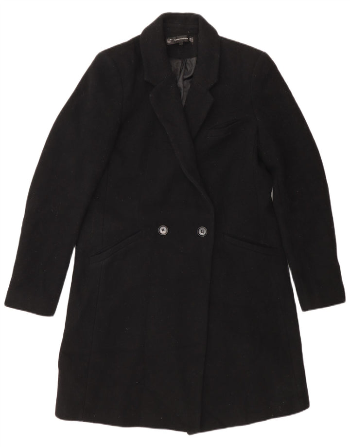 Zweireihiger Damenmantel von Zara, UK 12, Mittelschwarz, Polyester