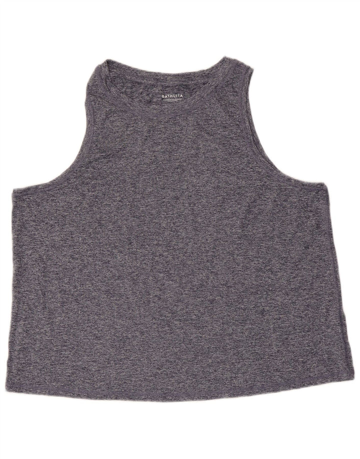 ATHLETA Damen Crop Vest Top UK 18 XL Marineblau meliertes Polyester