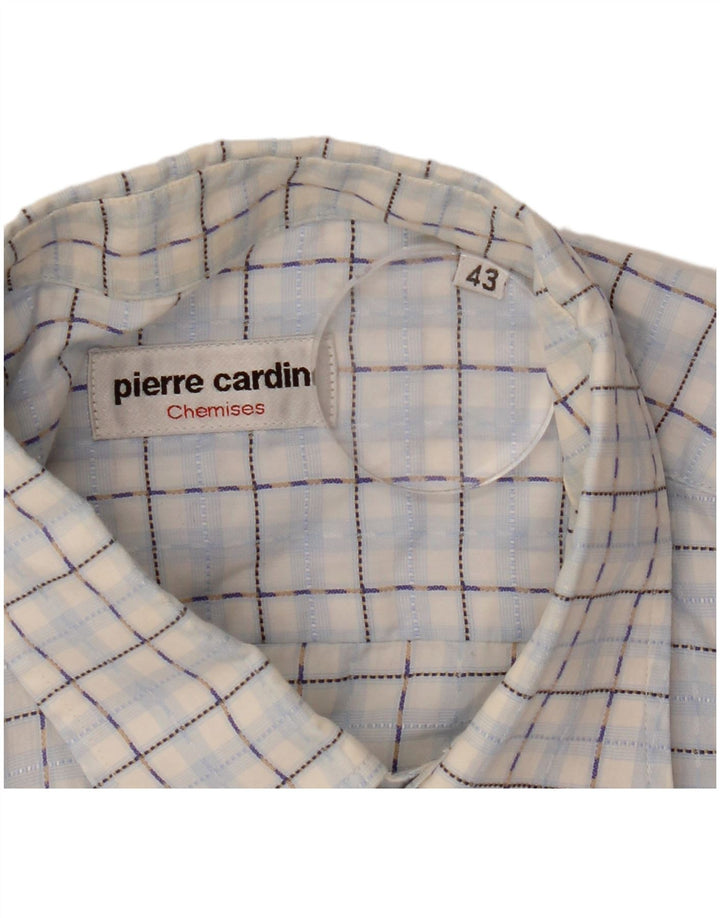 Pierre Cardin Herren-Kurzarmhemd, Größe 43, groß, blau kariert