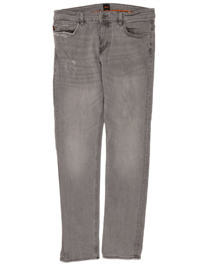 Hugo Boss Herren Delaware Slim Jeans W34 L34 Graue Baumwolle