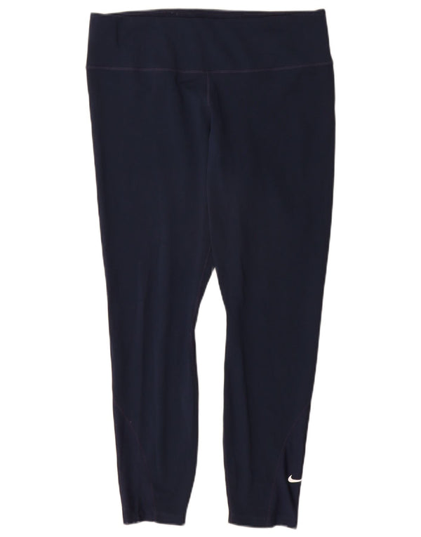 Nike Damen Dri Fit Crop Leggings UK 14 Large Marineblau