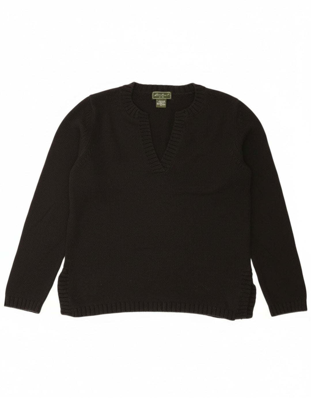 Eddie Bauer Damen-Pullover mit V-Ausschnitt, Gr. 14, mittelschwarz, Baumwolle