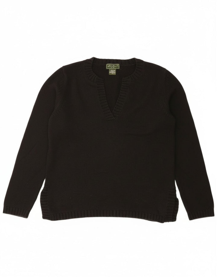 Eddie Bauer Damen-Pullover mit V-Ausschnitt, Gr. 14, mittelschwarz, Baumwolle