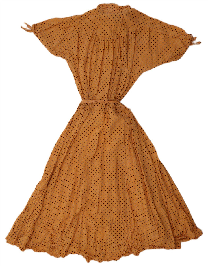 Vintage Damen Maxikleid UK 12 Mittelgelb gefleckt