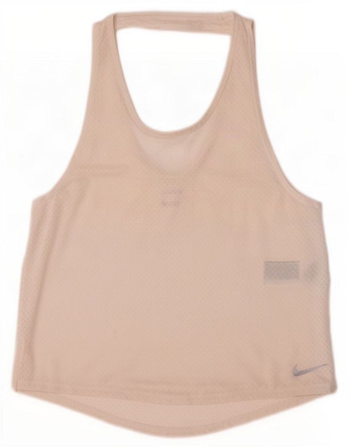 Nike Damen Dri Fit Weste Top UK 12 Medium Off White Polyester