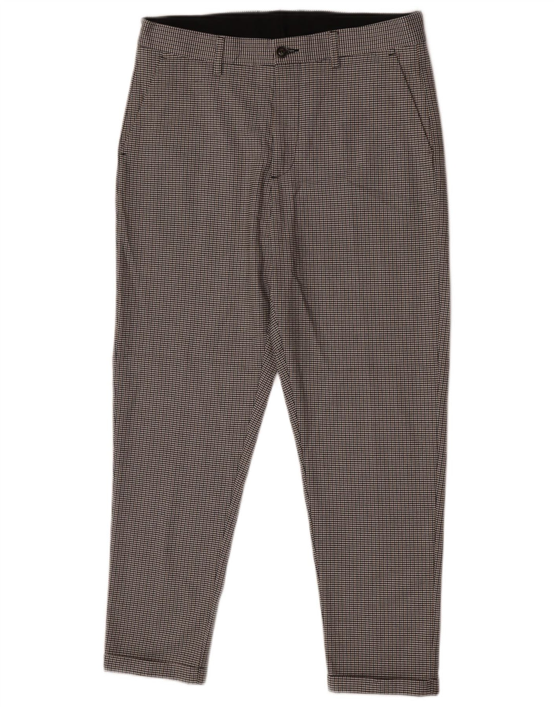 Zara Slim Chino-Hose für Herren, EU 40, M, B31, L25, grauer Hahnentrittmuster