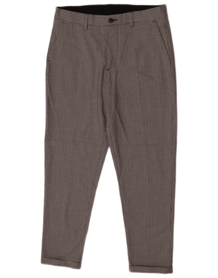 Zara Slim Chino-Hose für Herren, EU 40, M, B31, L25, grauer Hahnentrittmuster