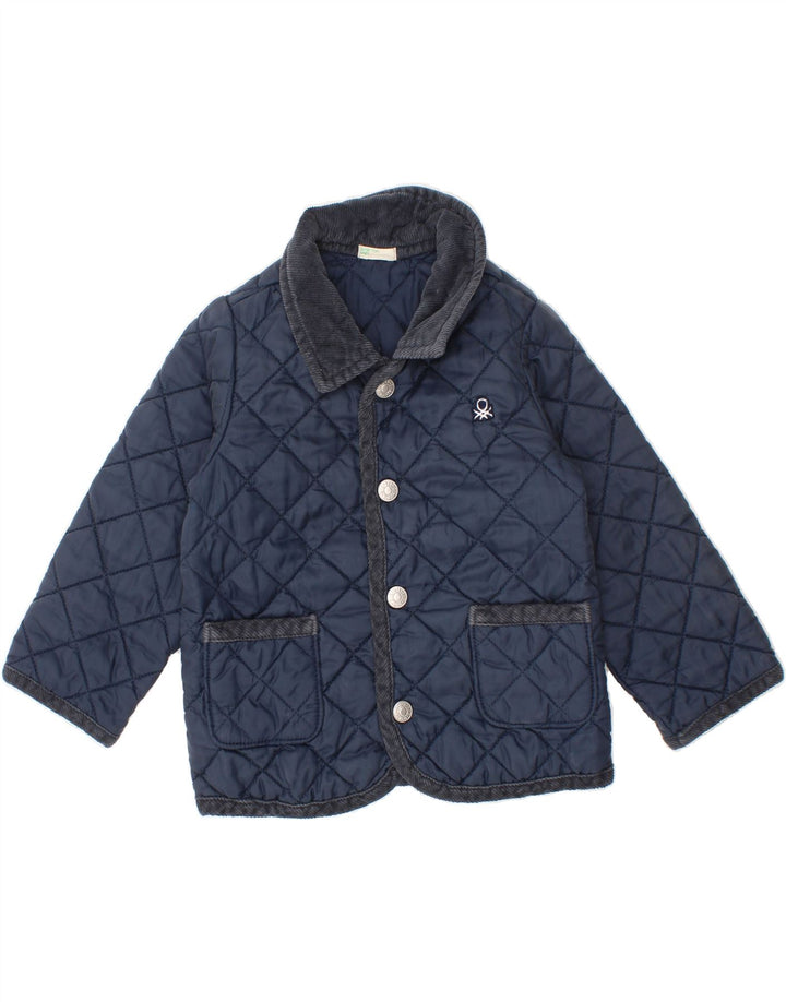 BENETTON Baby Boys Quilted Jacket 9-12 Months Navy Blue Nylon Vintage Benetton and Second-Hand Benetton from Messina Hembry 