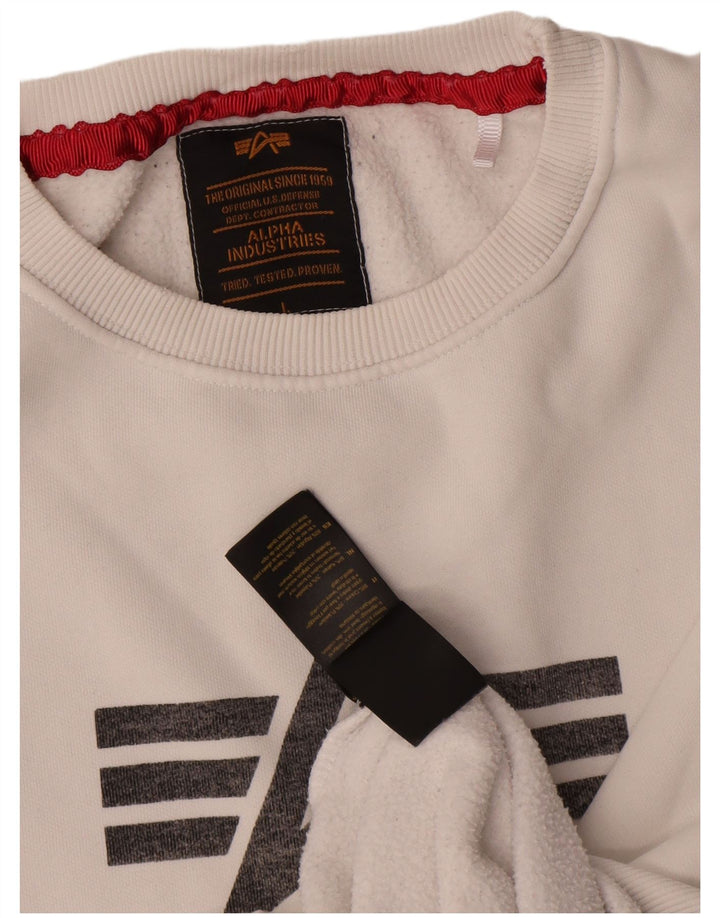 Alpha Industries Herren-Sweatshirt mit Grafik, groß, aus weißer Baumwolle