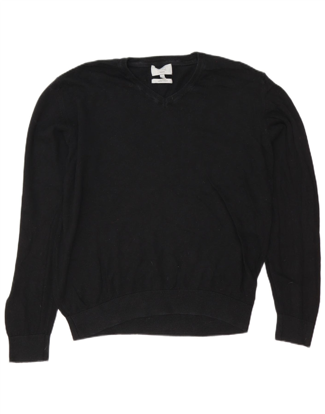 Marks & Spencer Herren-Pullover, reguläre Passform, V-Ausschnitt, groß, aus schwarzer Baumwolle