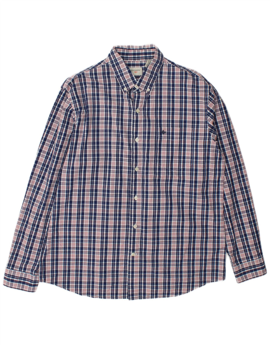 Dockers Herrenhemd, groß, blau kariert, Baumwolle