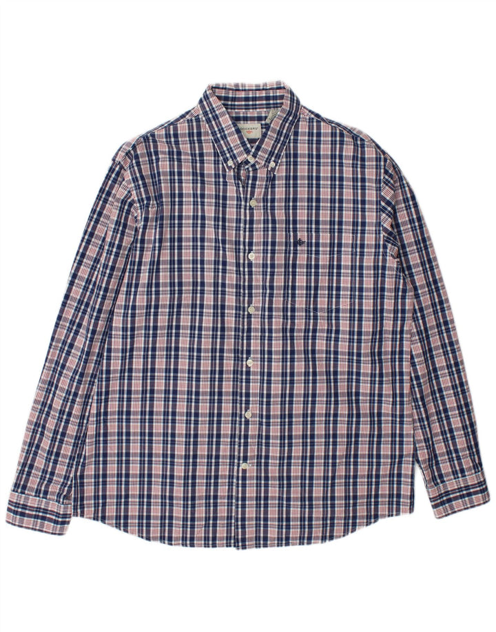 Dockers Herrenhemd, groß, blau kariert, Baumwolle