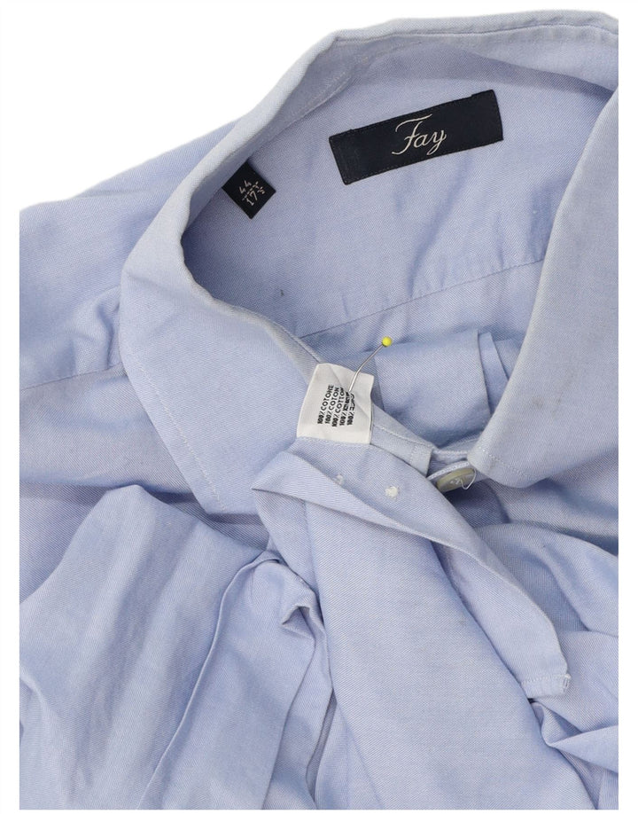 Fay Herrenhemd Größe 44 17 1/2 XL Blaue Baumwolle