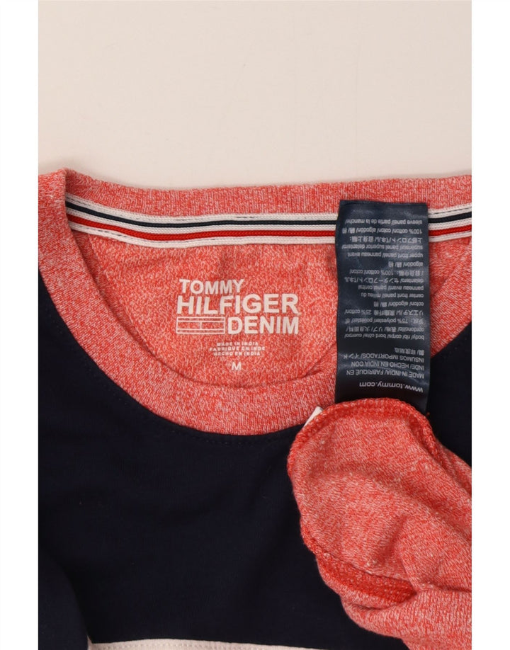 TOMMY HILFIGER Damen Sweatshirt-Pullover UK 14 Mittelroter Farbblock