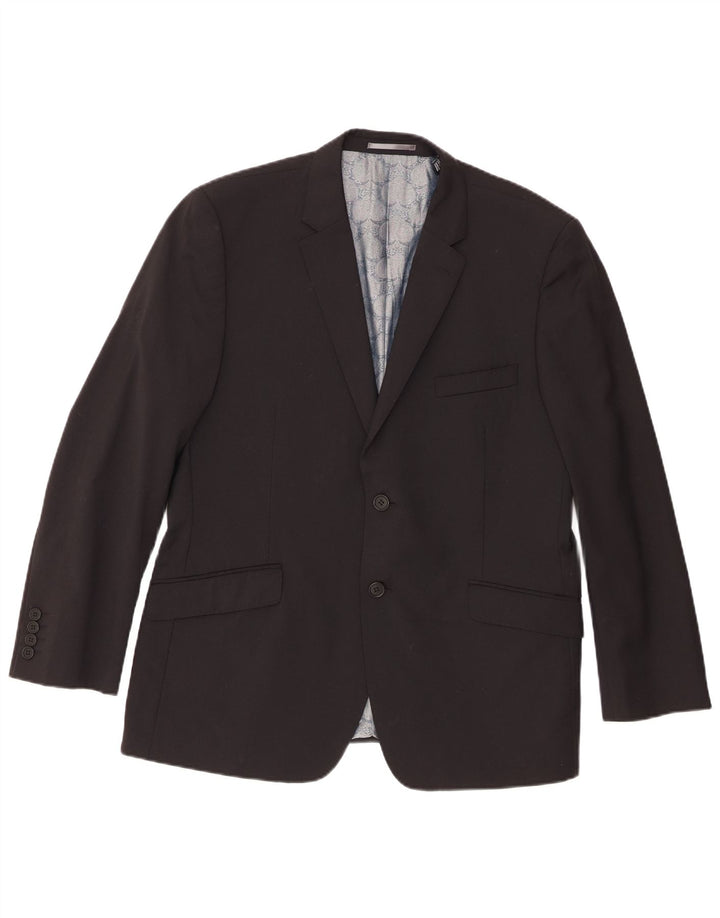 Ted Baker Herren-Blazer mit 2 Knöpfen, UK 42, XL, schwarze Wolle