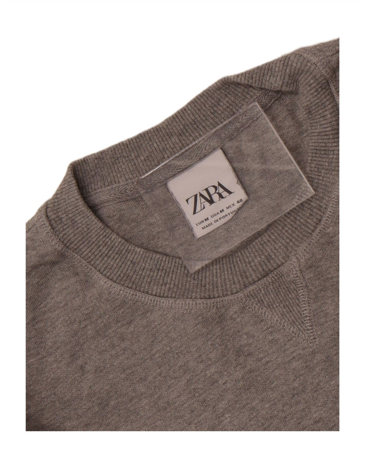 Zara Herren-Pullover mit Rundhalsausschnitt, Mittelgrau meliert